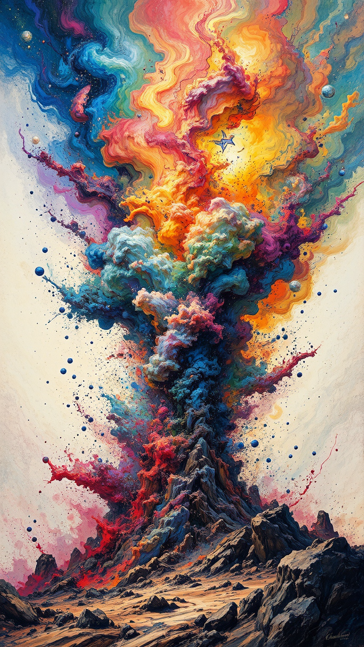 Multicolor nebula explosion artwork