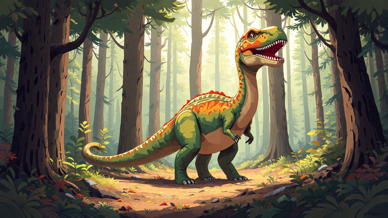 Dinosaur in a forest