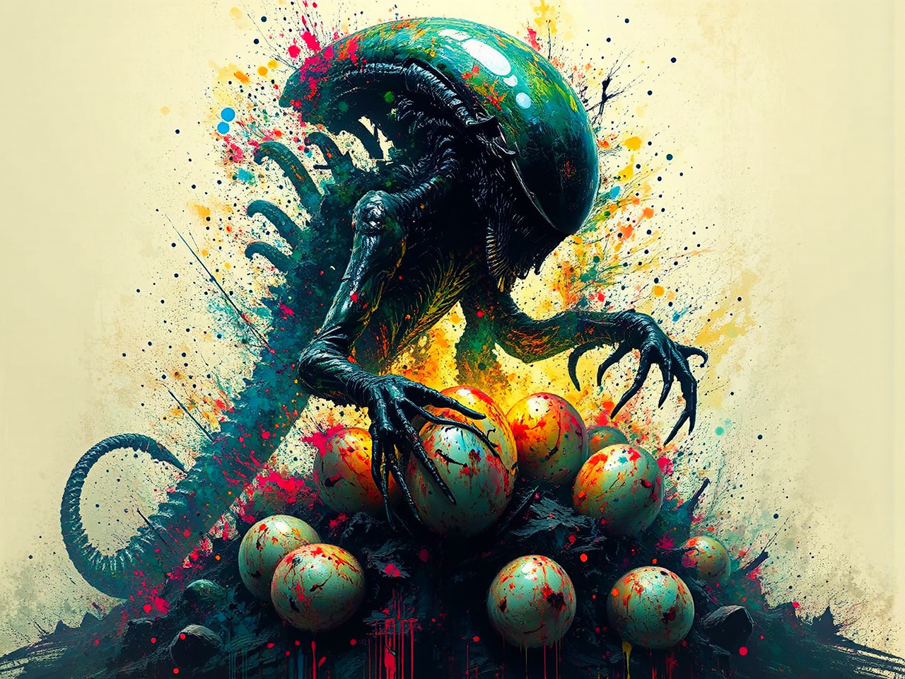 Alien eggs in vibrant