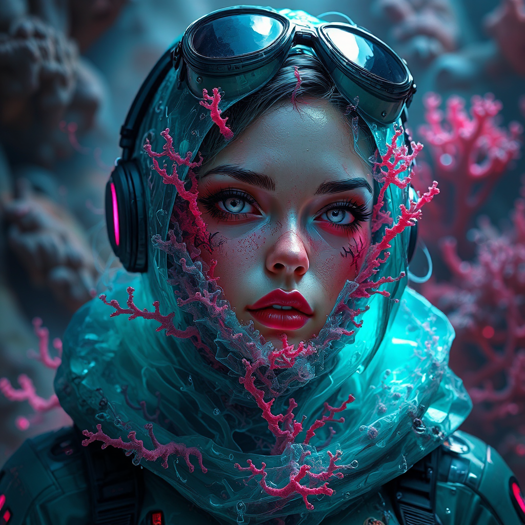 Cyberpunk hazmat suit in
