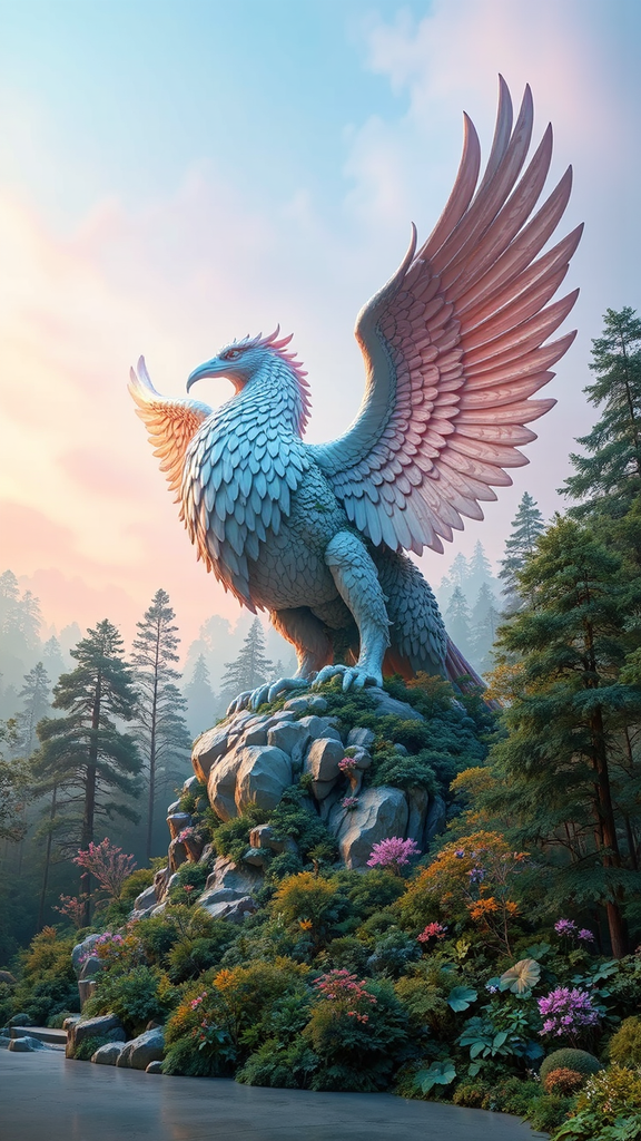 Large griffin sculpture with