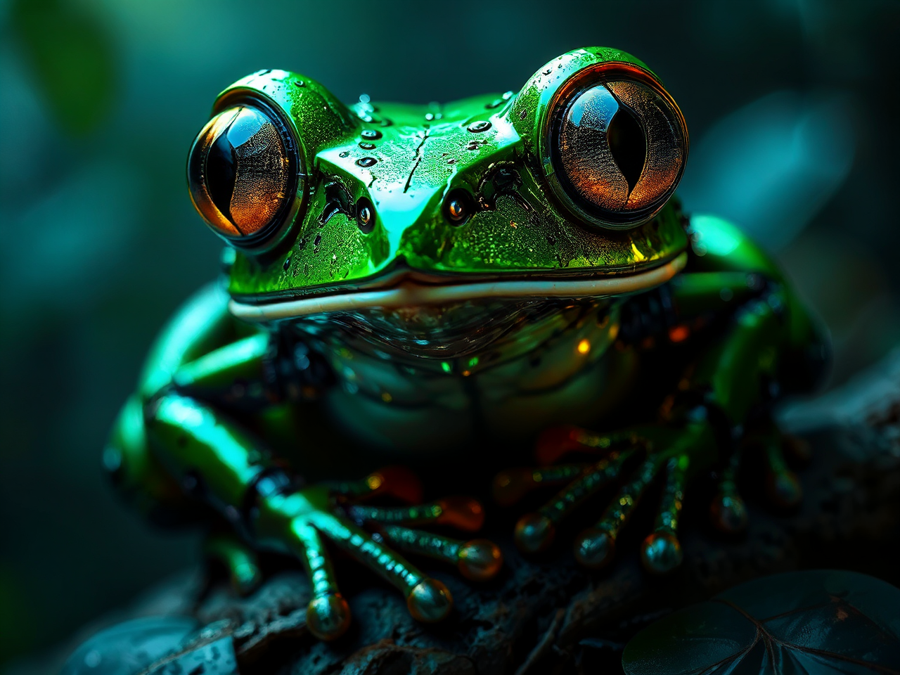 A metallic tree frog