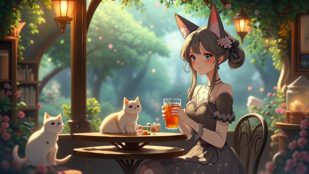 Adorable woman sits at