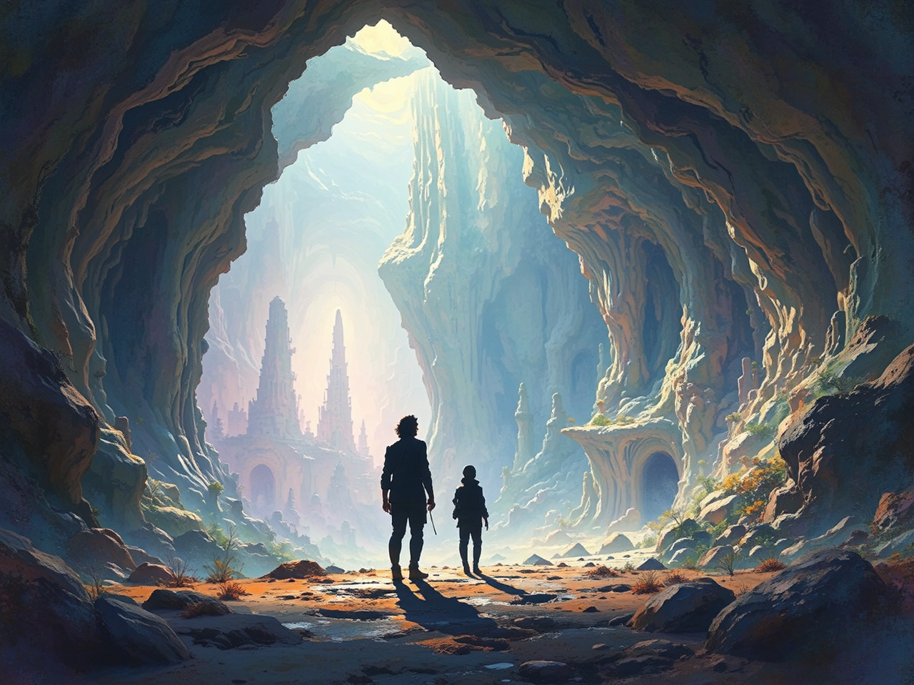 Two silhouettes in a