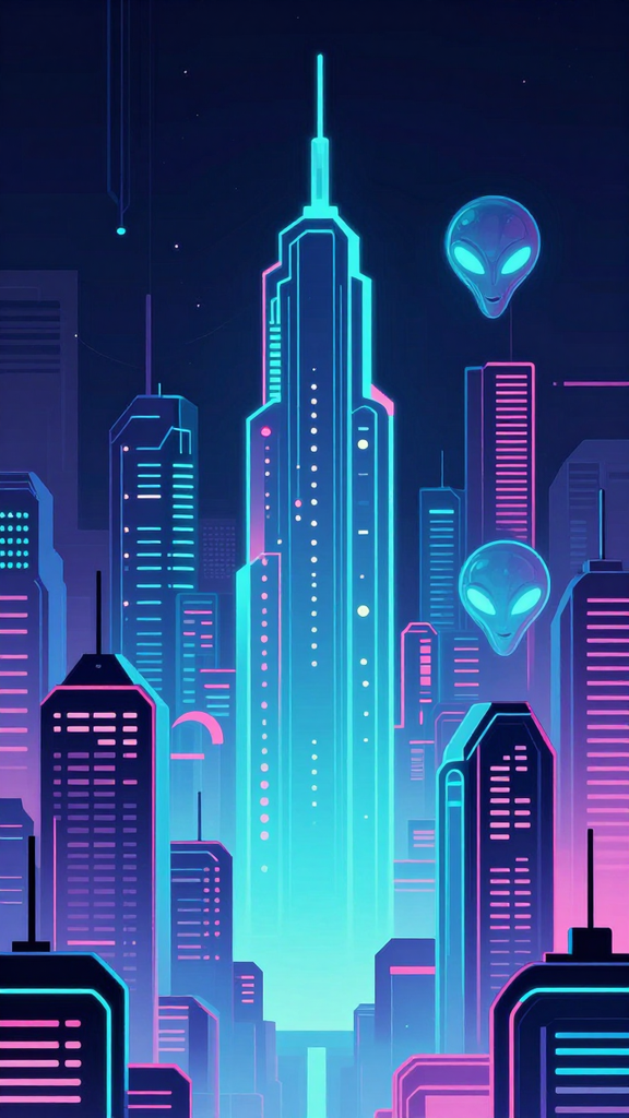 abstract neon alien city