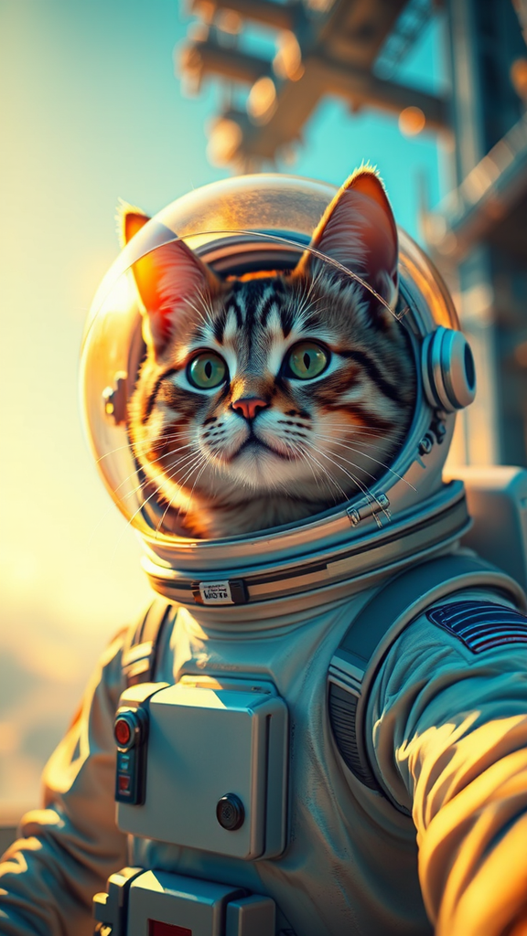 Cat astronaut in space