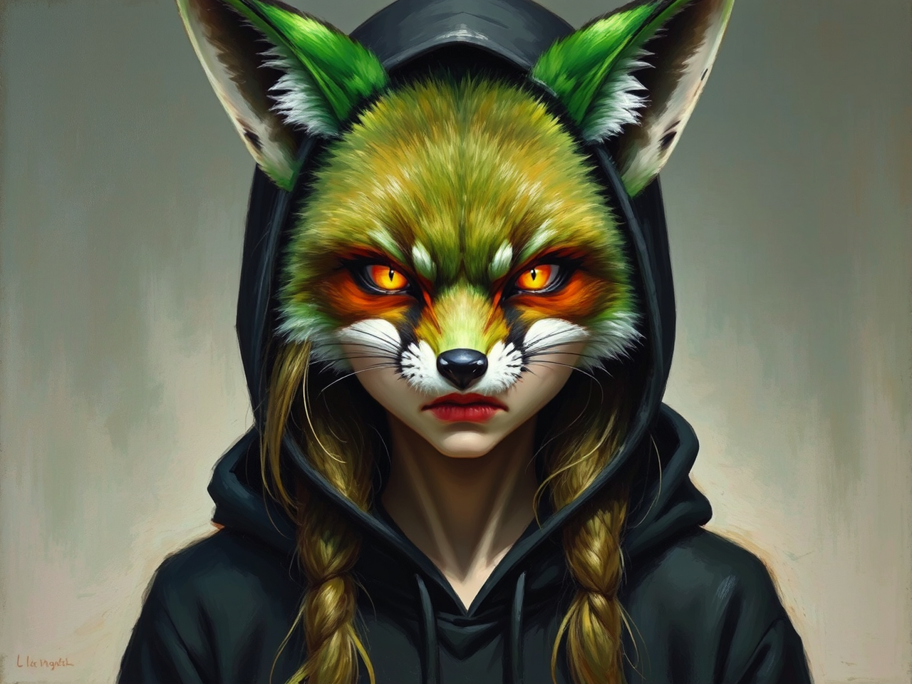 Anthropomorphic female green fox