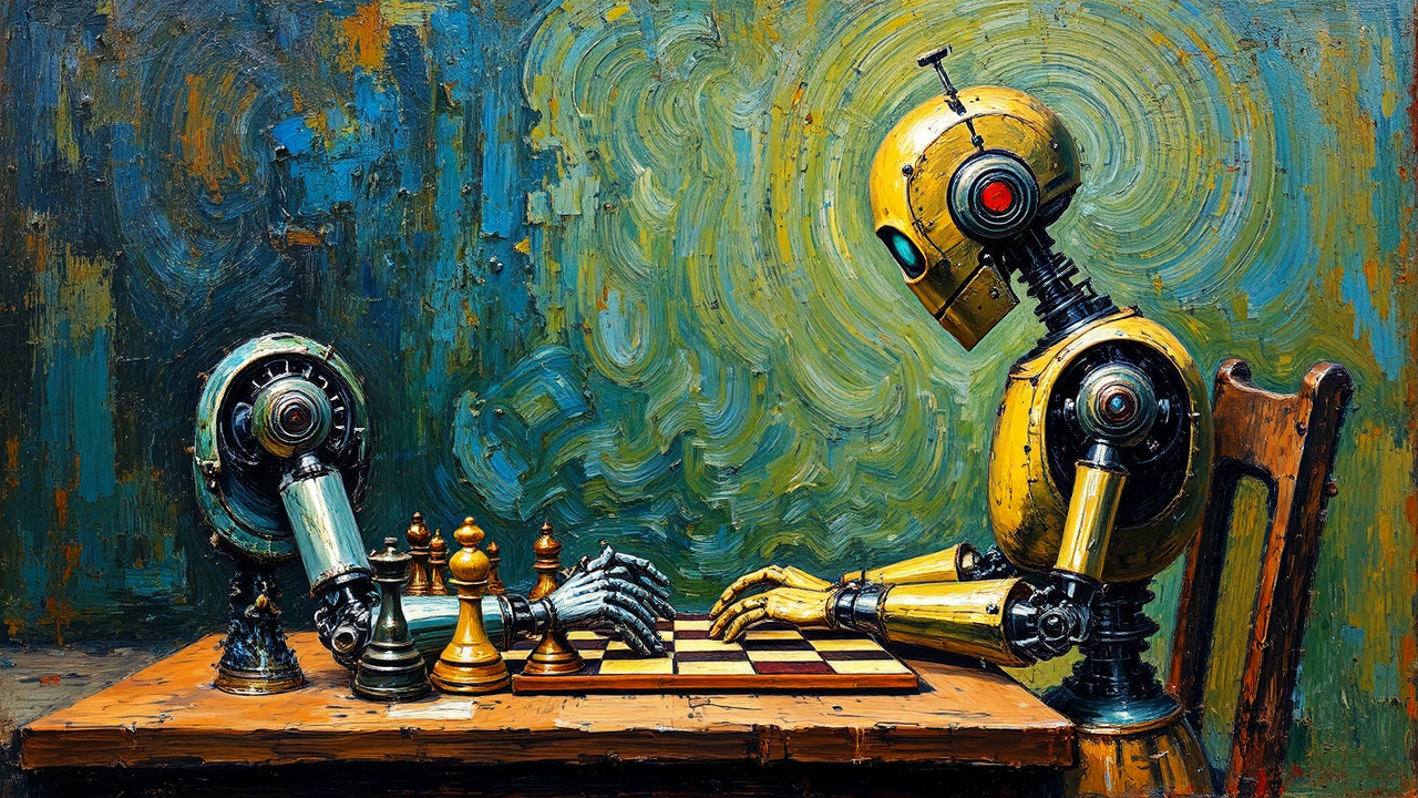 Oil painting of robot