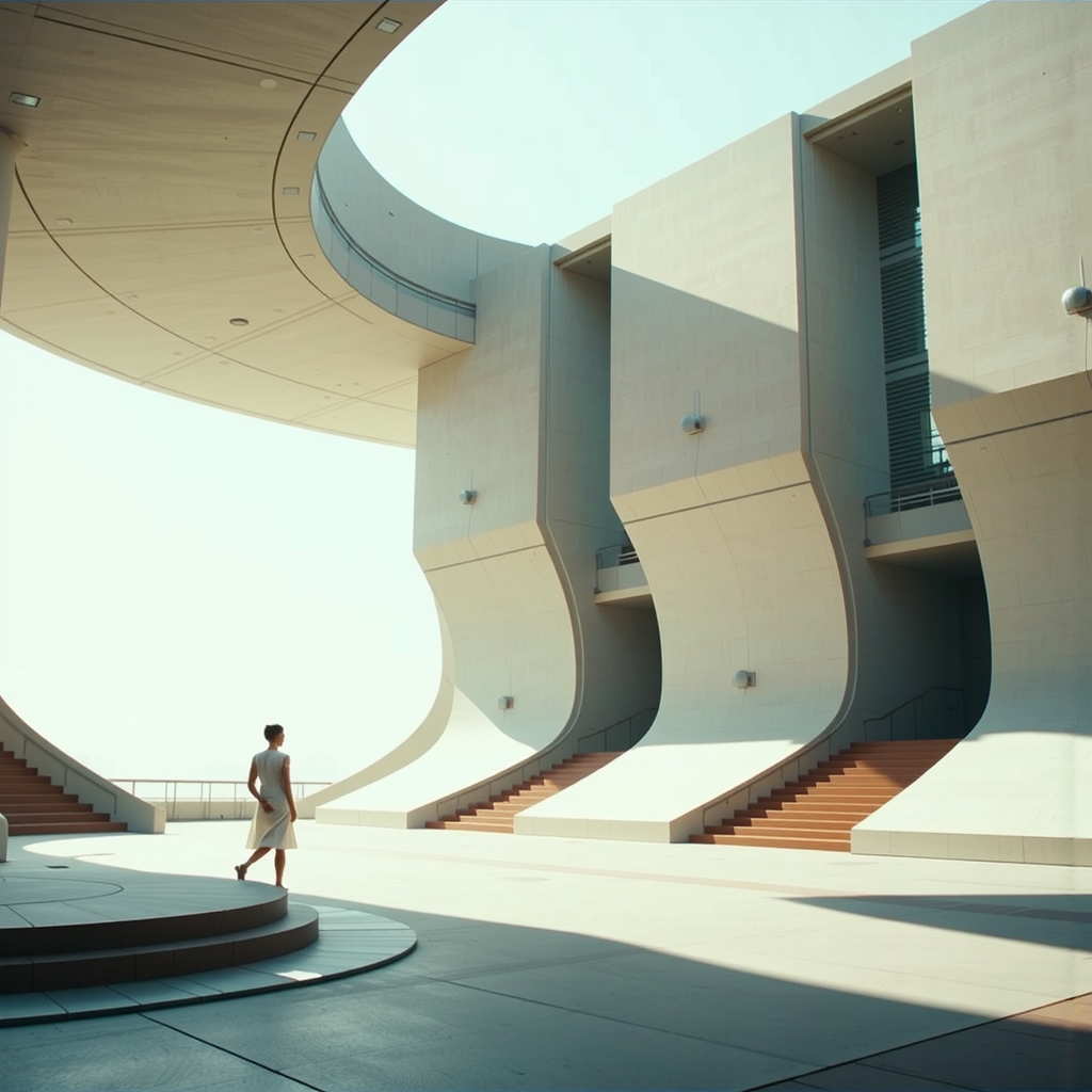 Futuristic Brutalist architecture in