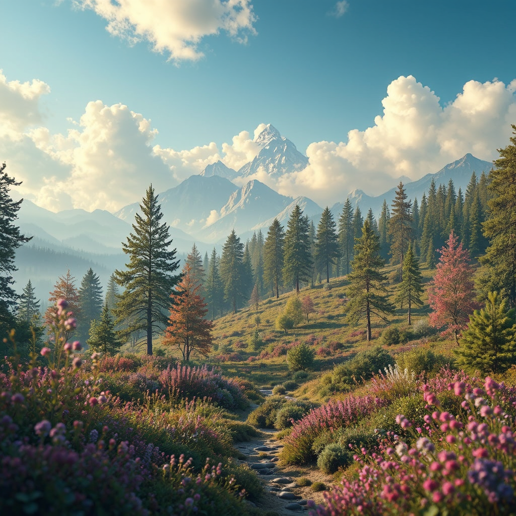 Dreamy landscape with lush