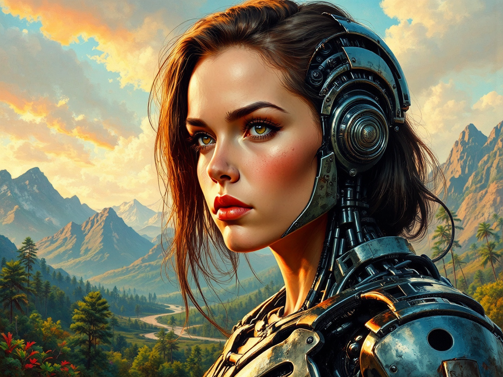 Hyper-realistic painting of robotic