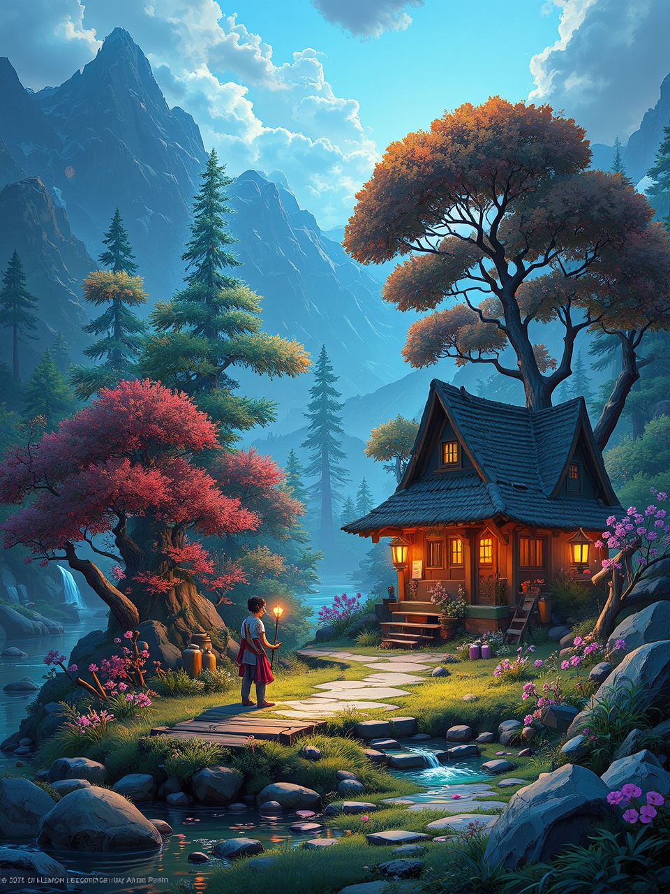 Lakeside environment with fantasy