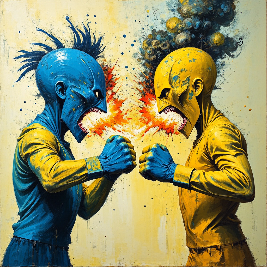 Blue and yellow paint
