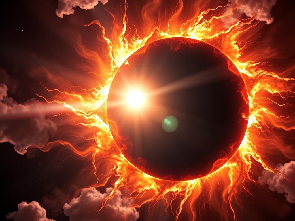 Создай абстрактное солнечное затмение,