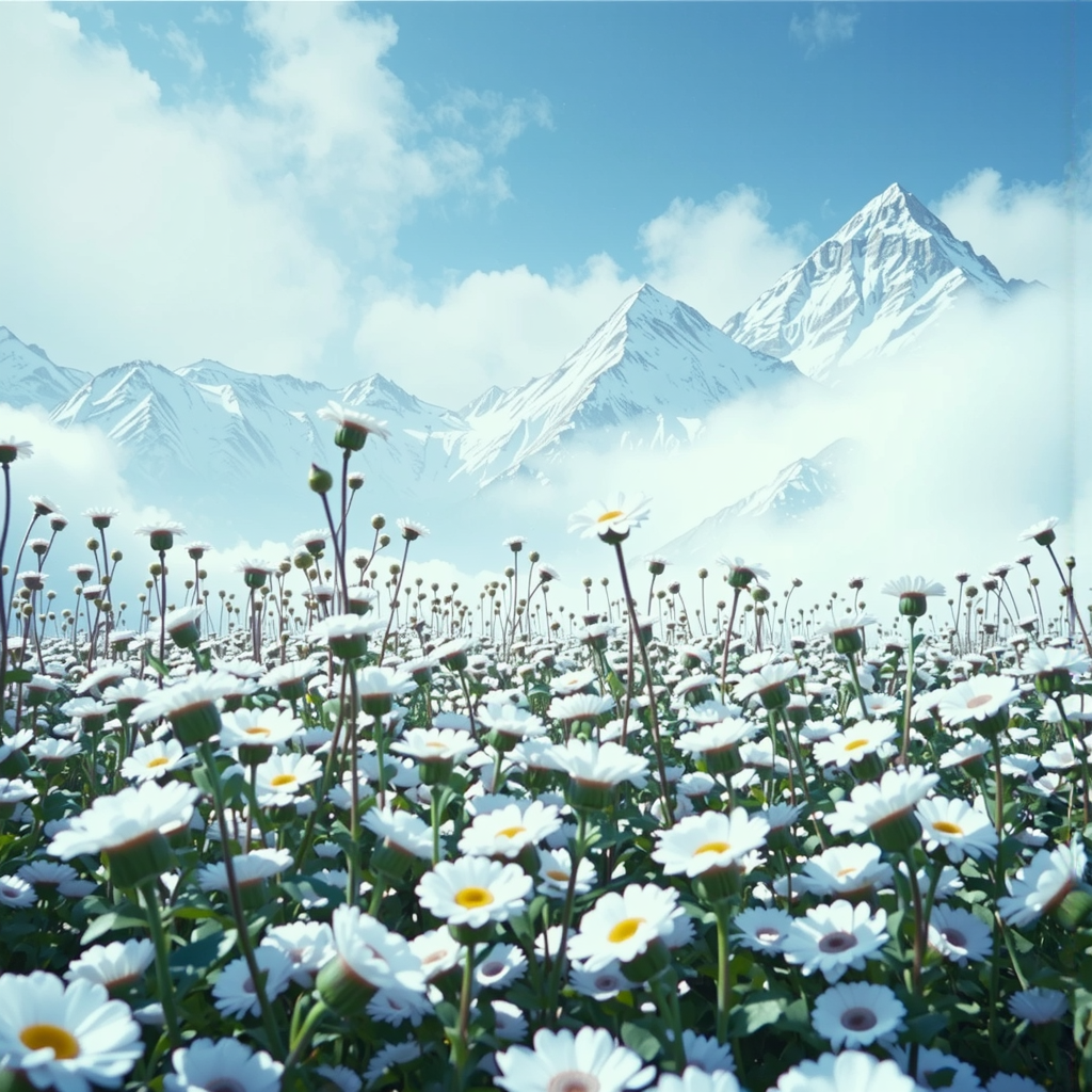 A snowy field with