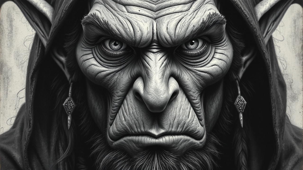 Closeup painted portrait of