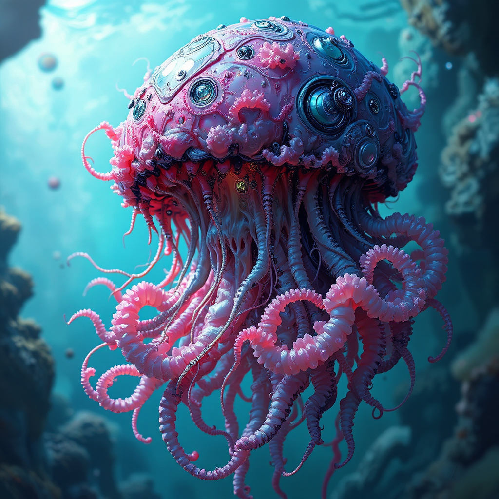 Cyberpunk marine creature with