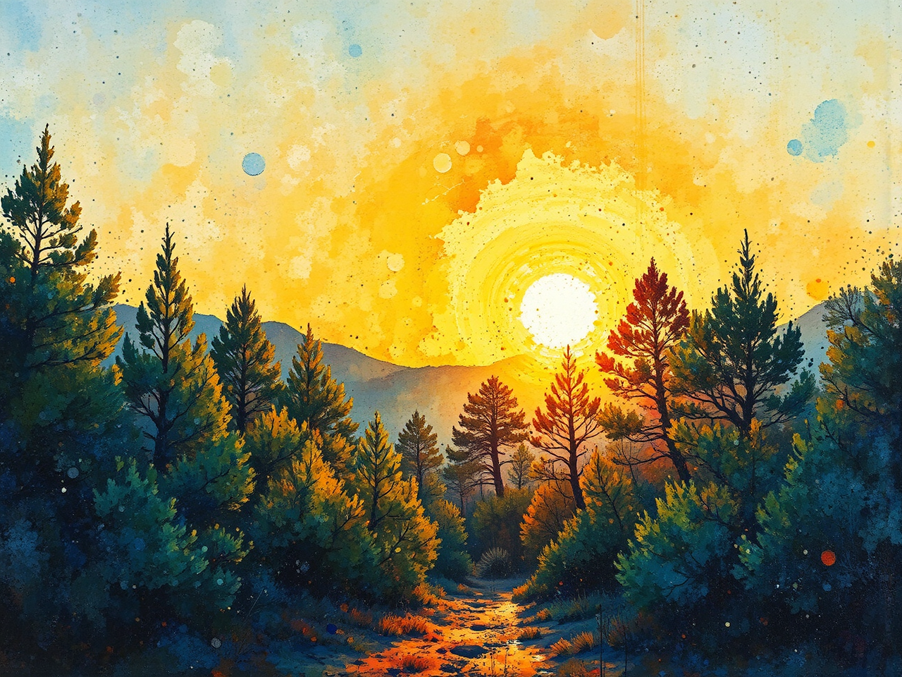 Sunrise in a juniper