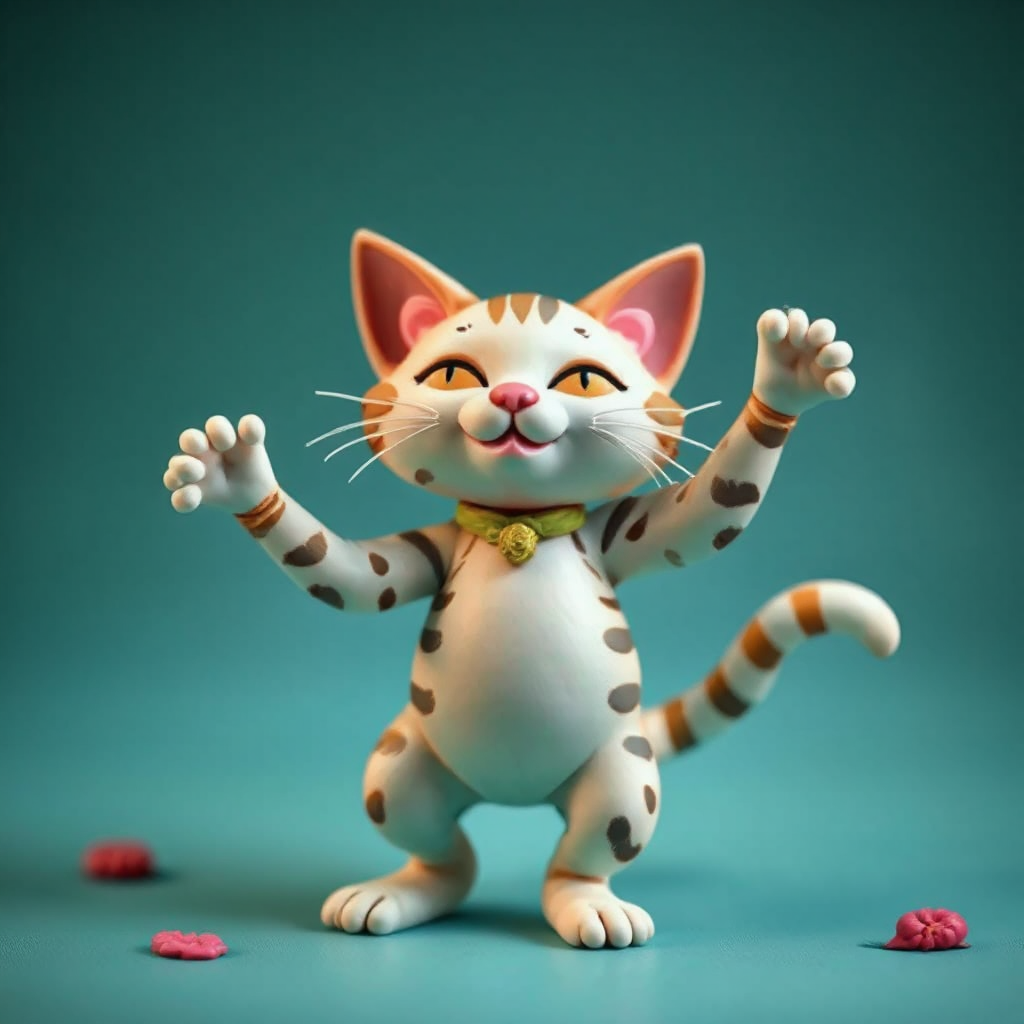 A dancing cat figure
