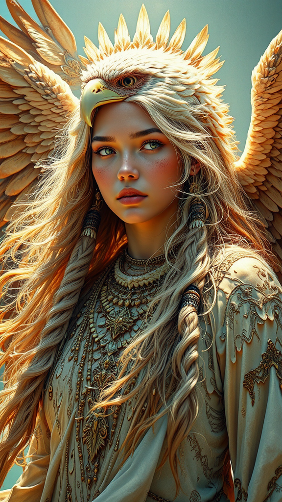 Woman with eagle wings