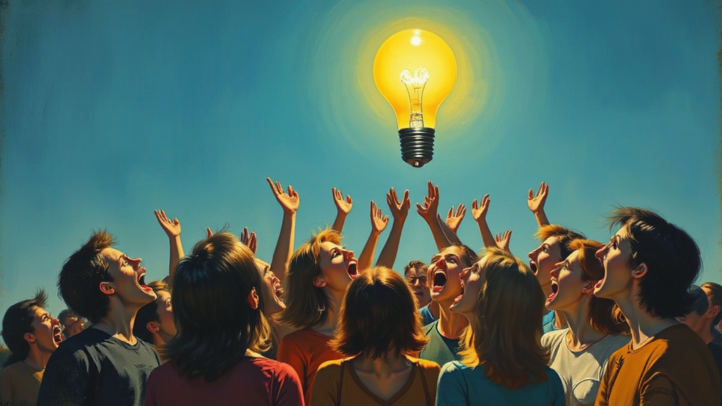 People surrounding a bright