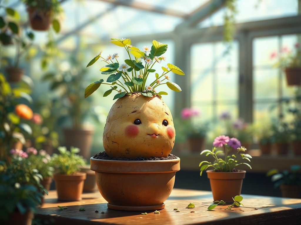 Cute potato with face