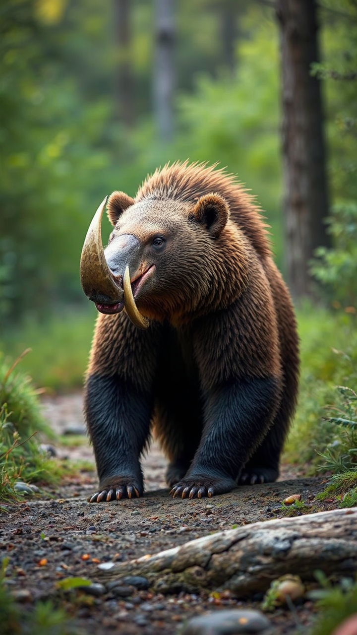 Anteater head on bear