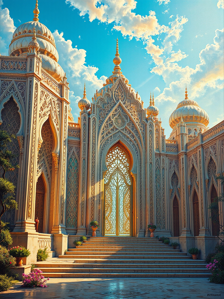 Arab-inspired Art Nouveau-style gates.