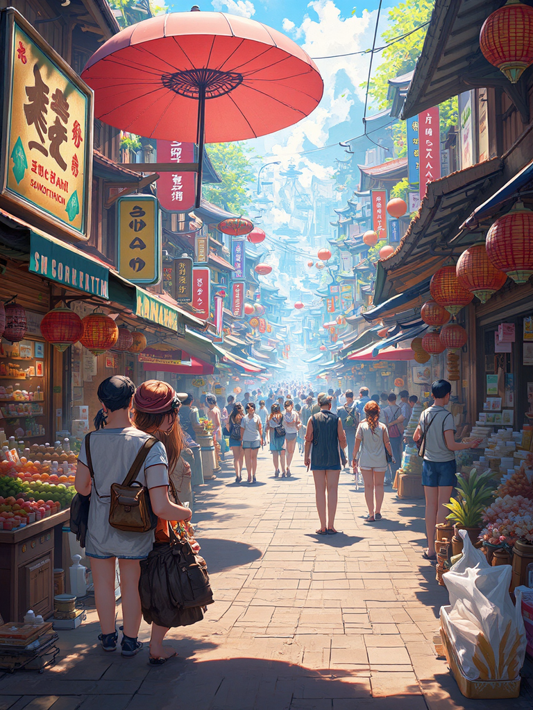 Fantasy street market in