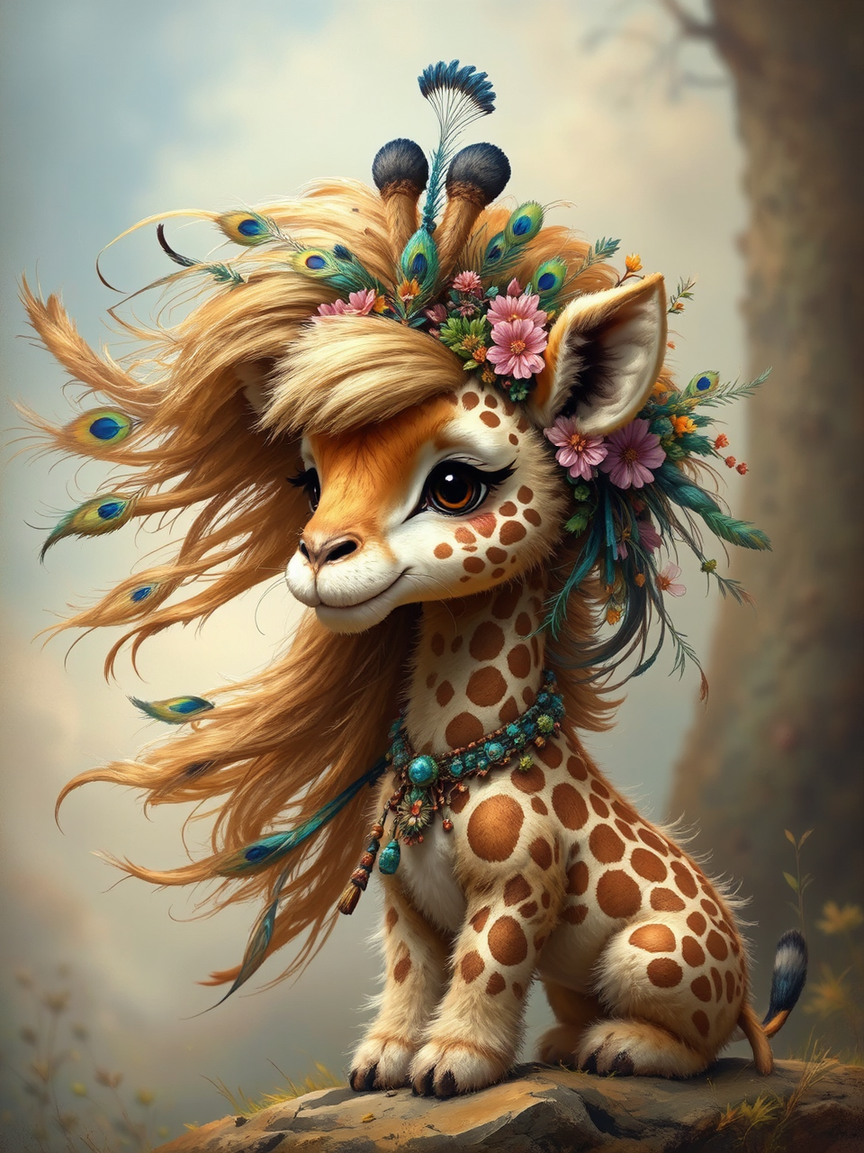 Baby animal with long