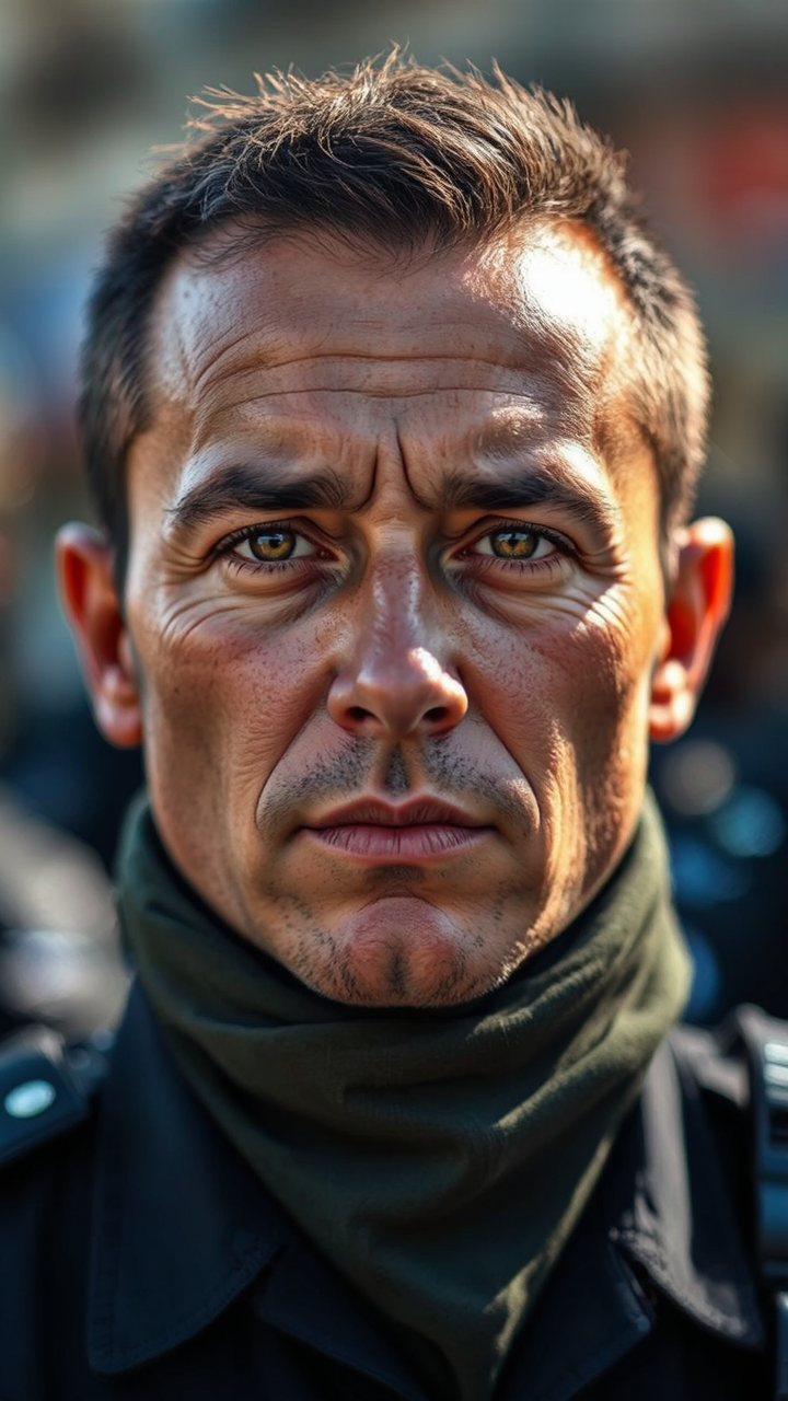 Close-up of police officer's