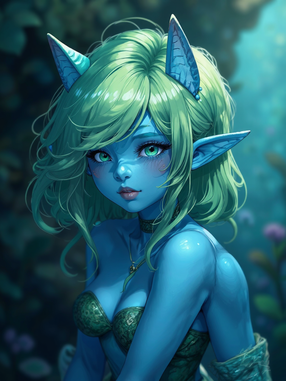 A woman with fish-like