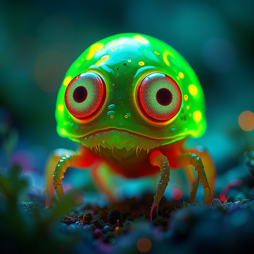 Microscopic glowing creature.