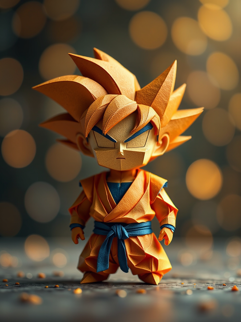 Origami Goku figurine in