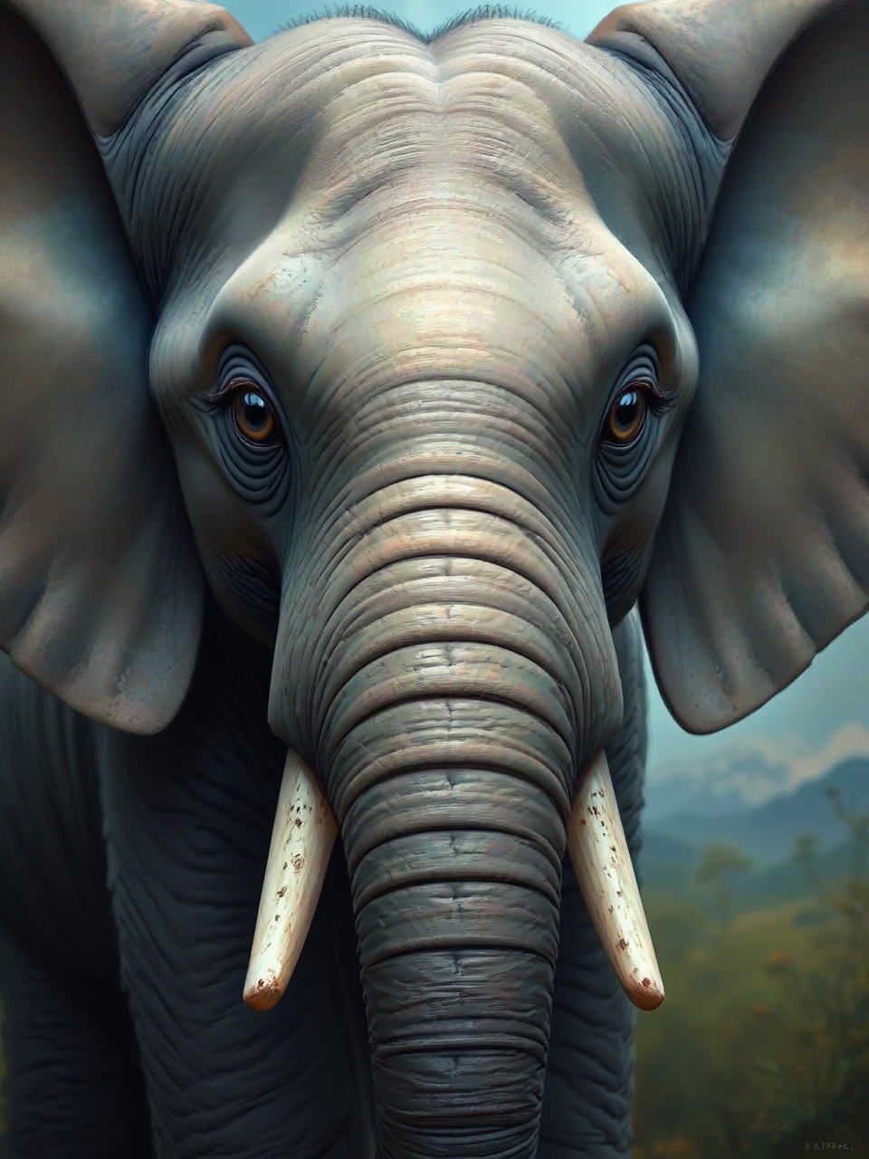 Elephant portrait with super