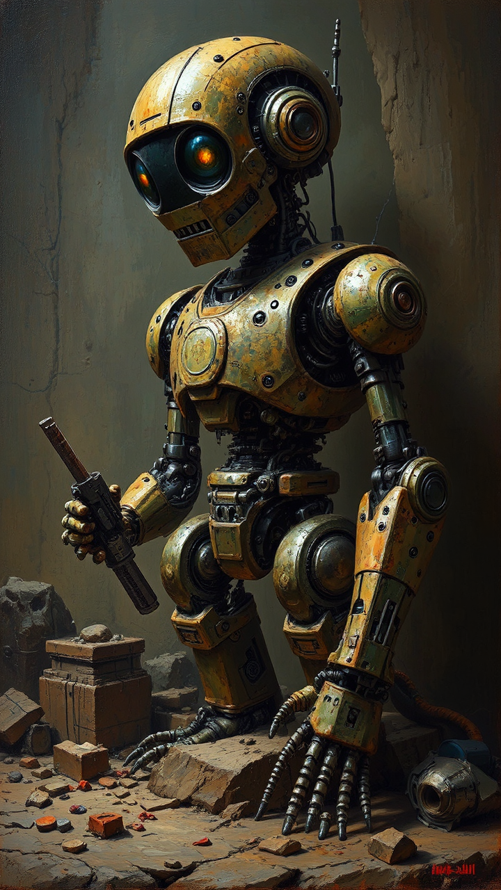 Mechanical figures assembled in
