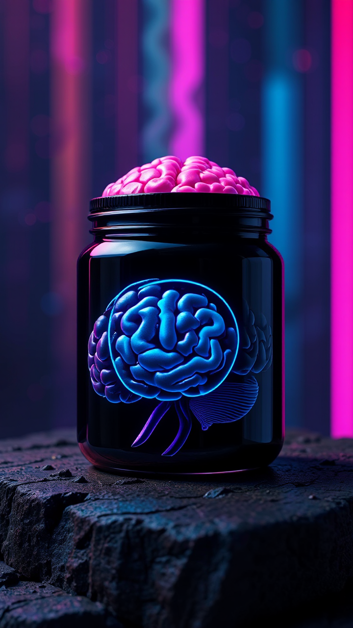 Brain-shaped jar with colorful