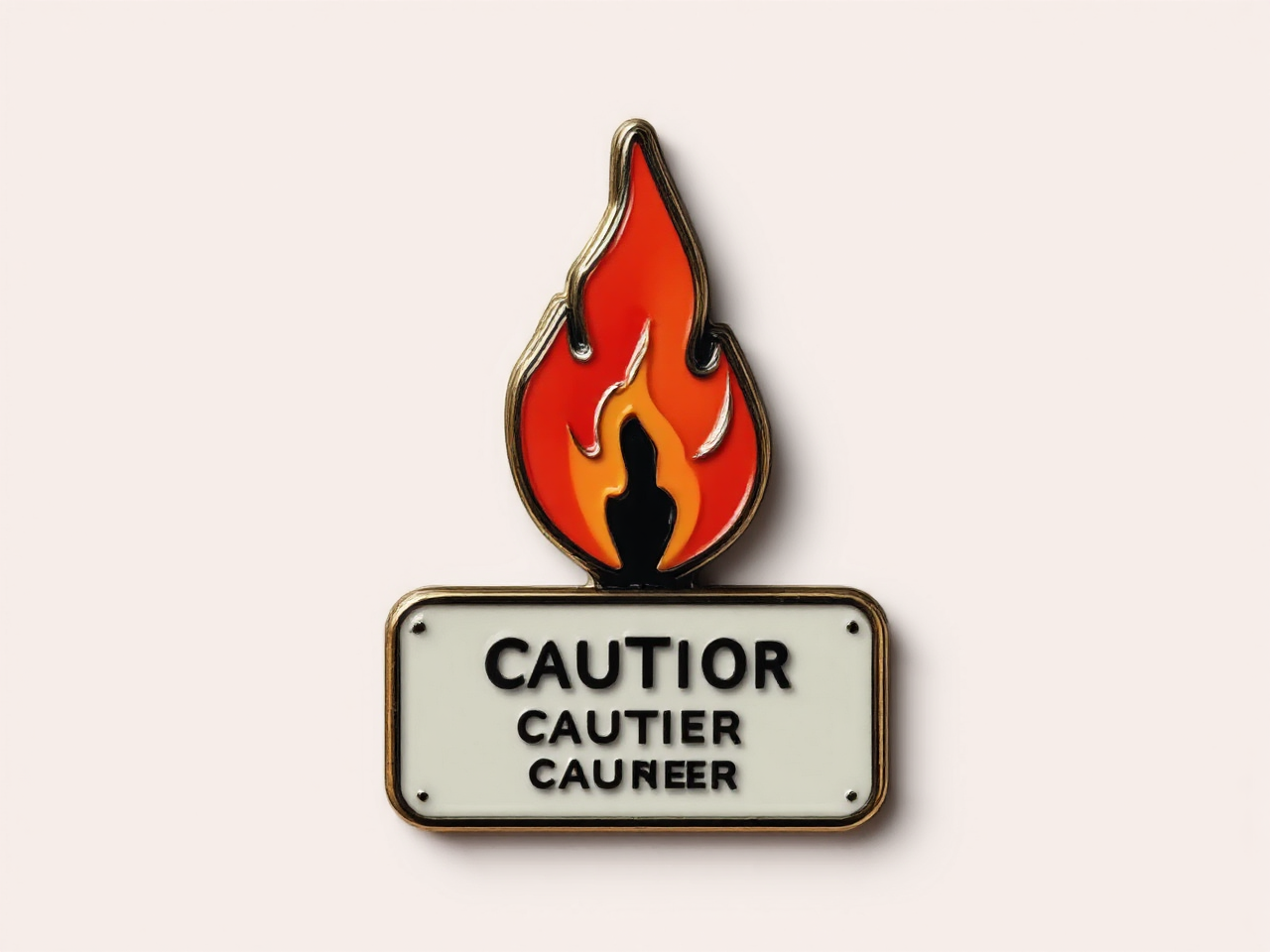 Retro-style caution warning flame