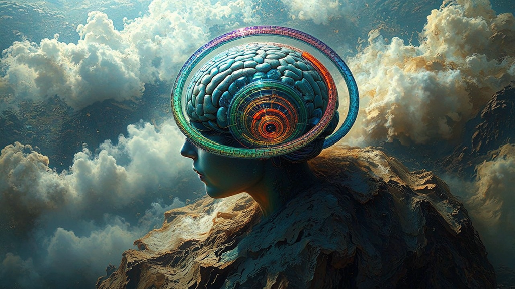 Colored rings surround a