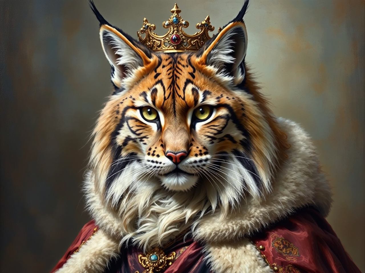 Anthropomorphic lynx in royal