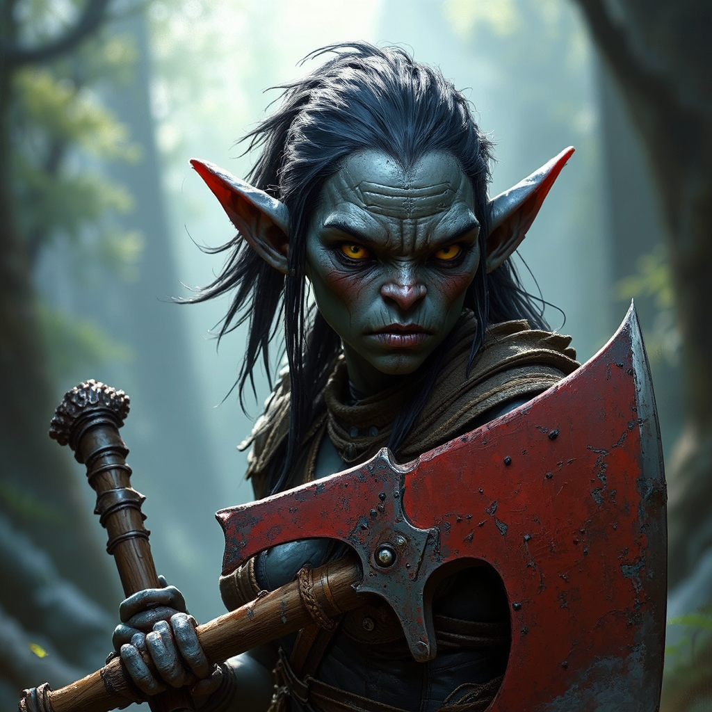 Dark grey skinned female