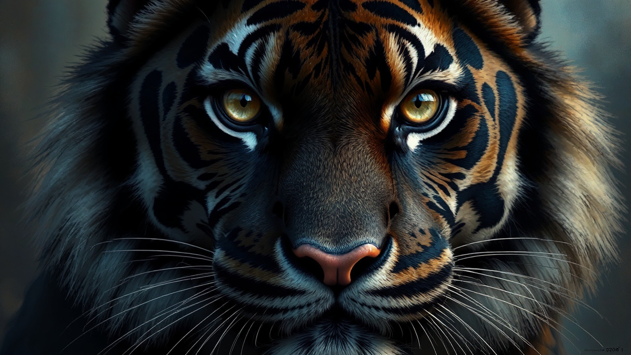 Black tiger portrait with