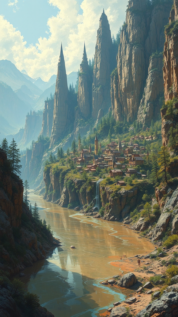 Village surrounded by floodwaters