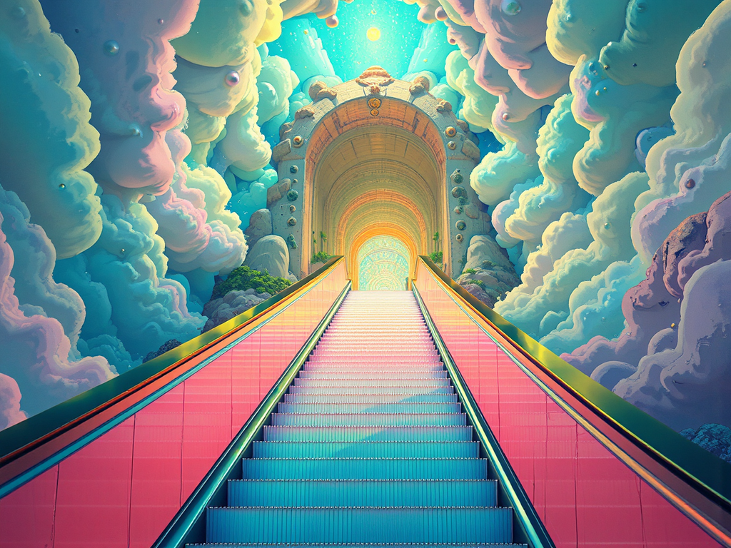 Escalator to a colorful