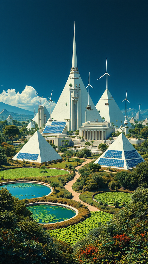 Neoclassical cityscape with sustainable