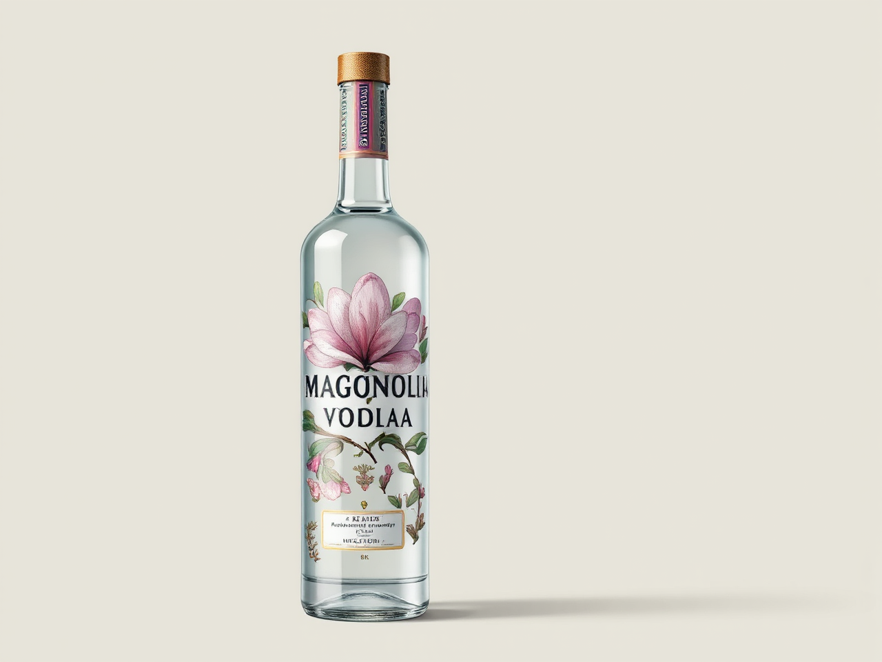 Bottle of magnolia-flavored vodka
