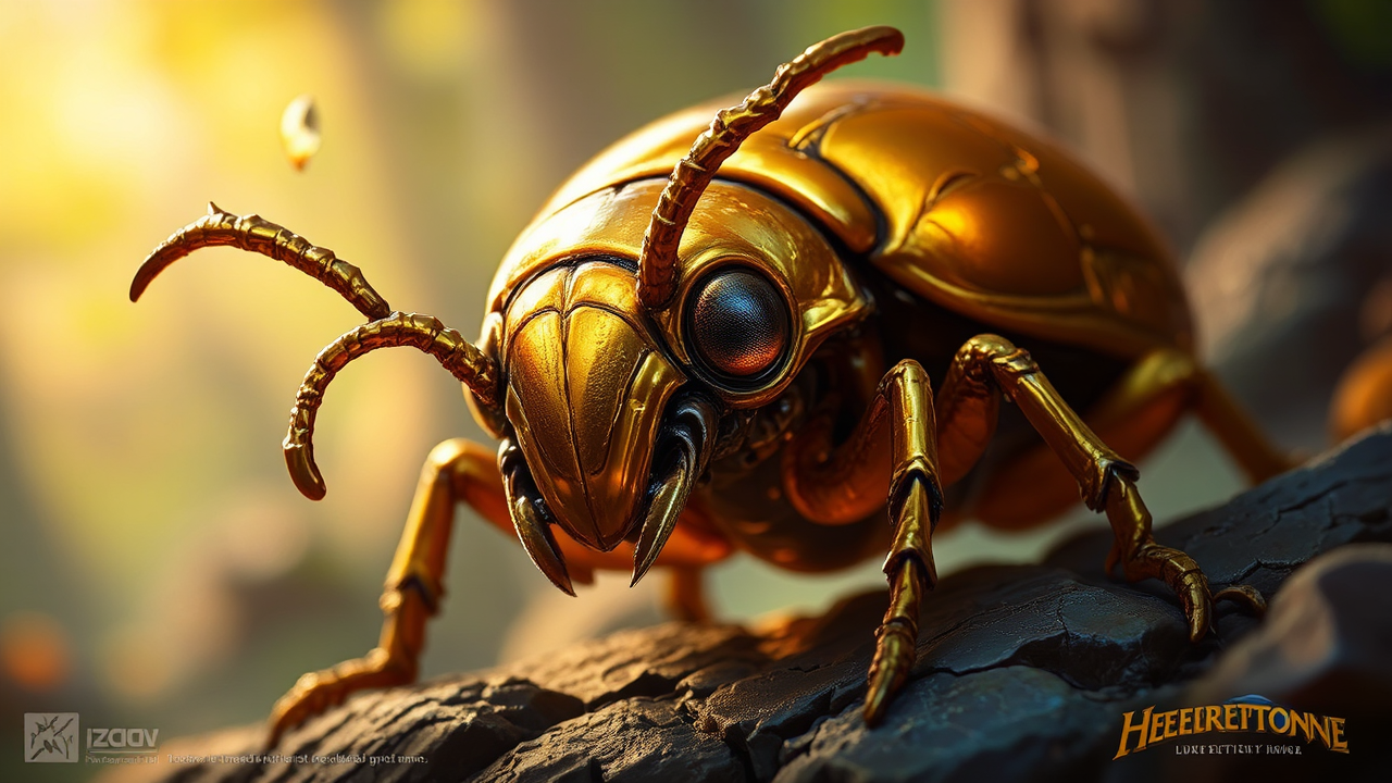 Golden beetle on a