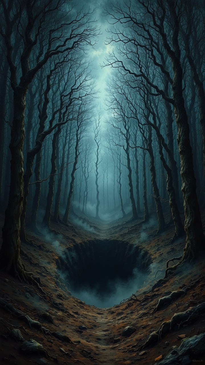 A dark pit in