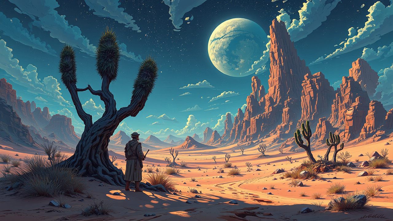 Desert environment with fantastical