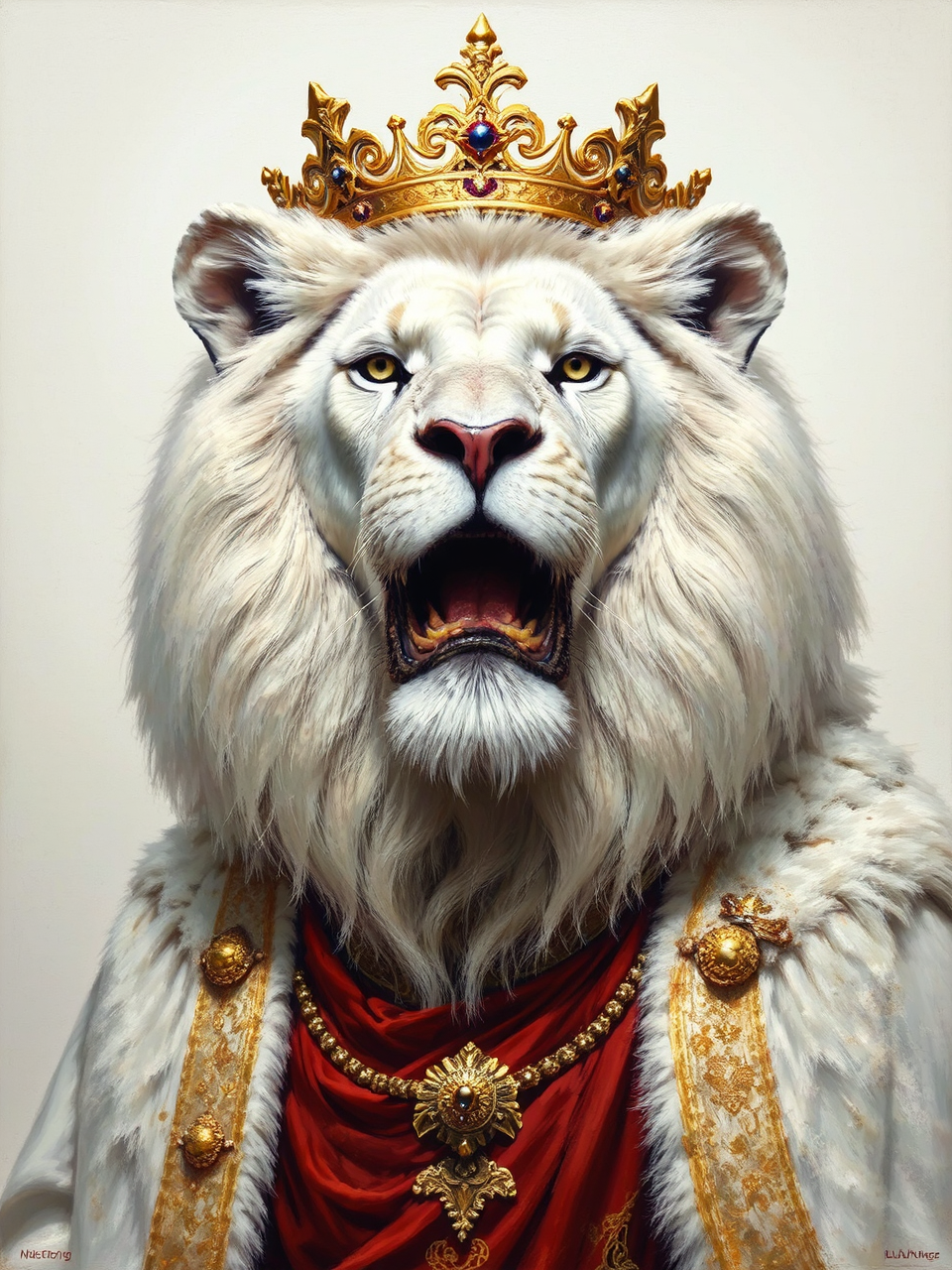 Anthropomorphic white lion in